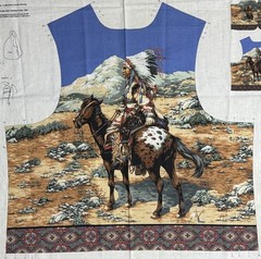 ADULT NATIVE SPIRIT Vest AMERICAN INDIAN HORSE fabric PANEL CUT & SEW CRAFTS VTG