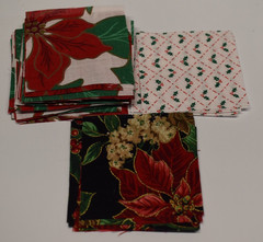 286 – Fabric Squares 5″ & 2.5″ charm lot rotary cut Christmas poinsettia angels