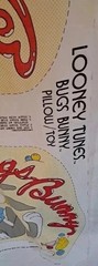 “Looney Toons Bugs Bunny” by Warner Brother Fabric Pillow Cut-Out Vintage 1981