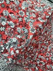 Rayon Challis Fabric By The Yard Coral Hawaiian Floral Tropical Fashion Summer