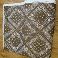 Vtg Cotton Fabric Christopher Prints Cumberland Brown Bandana BTYx 50