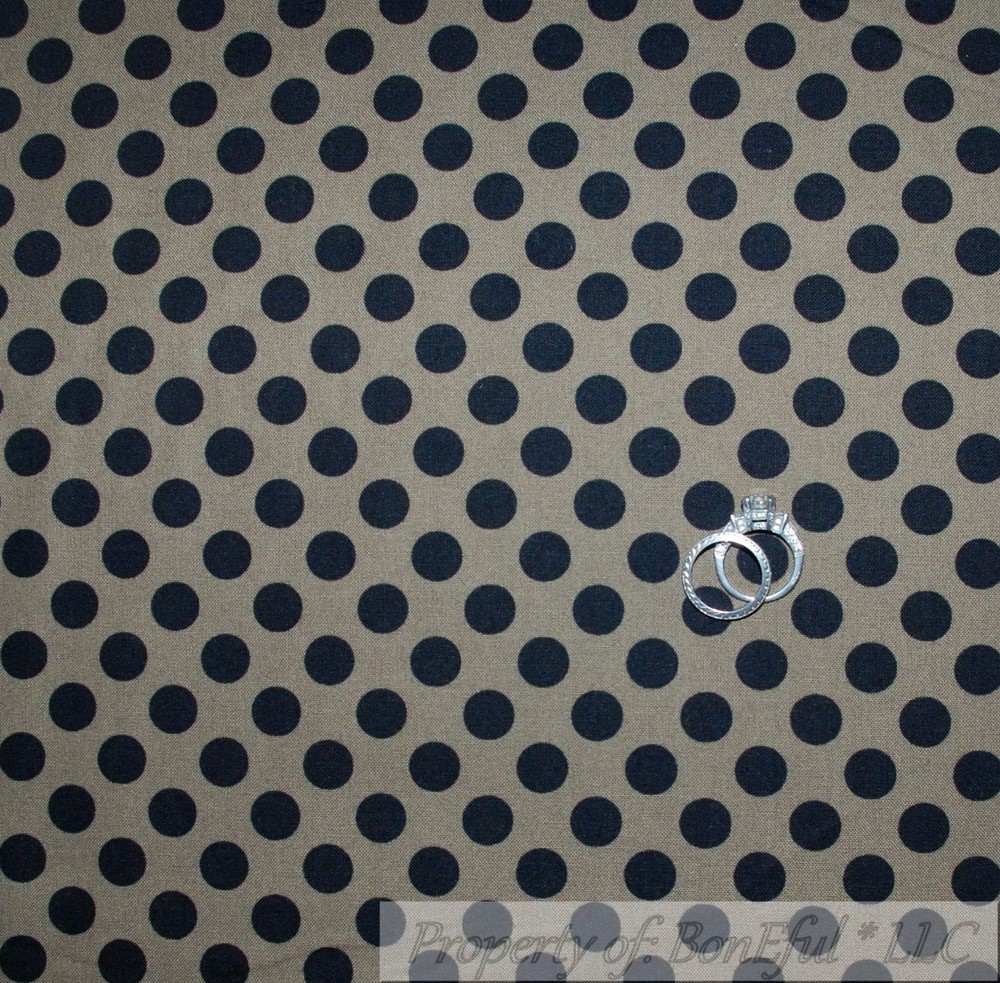 BonEful FABRIC FQ Cotton Quilt Brown Black Polka Dot Stripe Calico America Small
