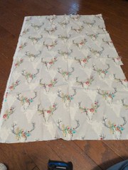 Hobby Lobby Fabric Remnant Floral Cow Skulls 24″ X 37″