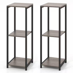 2 Pieces 36 In. X 12 In. X 12 In. Grey & Black Metal Outdoor Plant Stand Corner