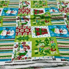 Cotton Flannel Fabric Christmas Red Green Snowman 42”x 110 Yards Snuggle 3yards