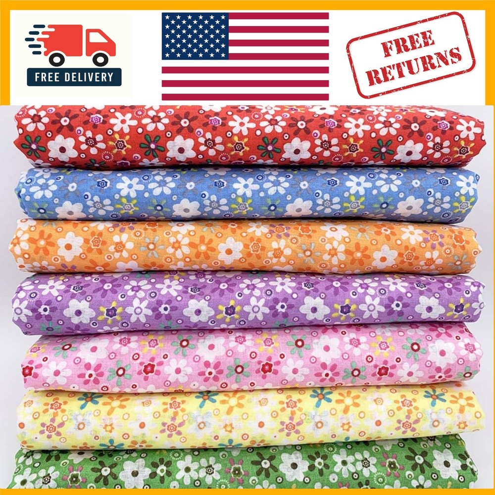 Vibrant 20″ x 20″ Cotton Patchwork Fabric Bundle – 7 Floral Fat Quarters