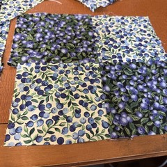Cranston Blueberry Fabric Unfinished Project: 7 Squares Of Pieced Fabric