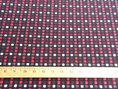 Mid Century Modern Fabric GEOMETRIC Woven Squares Black White Red Cotton BTY