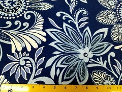 Toki in Mediterranean BTY Covington 100% Cotton Slub 54″ Navy Floral Paisley