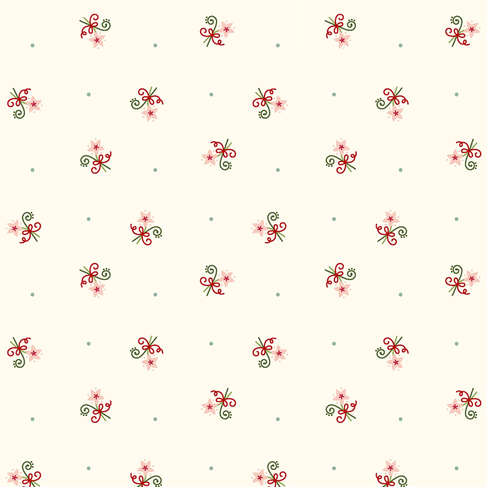 Peppermint & Pine Pink Blossom Fabric, Christmas Floral, Marcus Fabrics R791911D