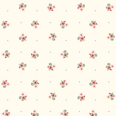 Peppermint & Pine Pink Blossom Fabric, Christmas Floral, Marcus Fabrics R791911D