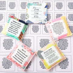 Pocket Prayer Quilt Panel Squares with Small Wooden Crosses Mini