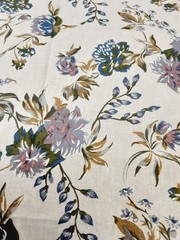 Fabric Taupe Multicolor Purple Floral 1 Yard X 60 Inches One Piece