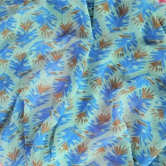 Blue Tribal Boho feather CHIFFON semi Sheer Curtains Lingerie Fabric 60″ BYD
