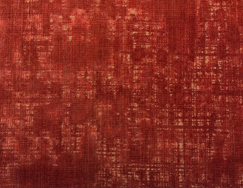 DONGHIA HEIRLOOM KEEPSAKE RED VELVET GOLD WORN LOOK FURNITURE FABRIC BY YD 51″W