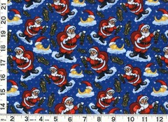 Happy Santa Lanterns Moon Christmas Dk Blue Quilting Sewing Fabric by Yard #3245