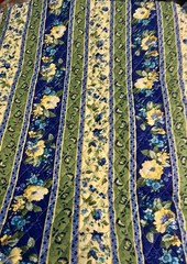VTG French Country Stripe Yellow Blue Pre-Quilted Single Sided 44″X 27½”