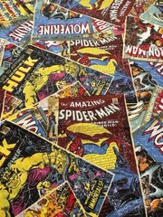 Marvel Comic Books Cotton Quilt Weight Fabric 25×35″ Iron Man Hulk Spiderman