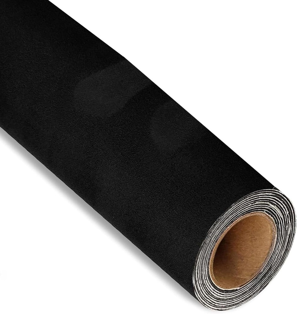 Microfiber Fabric Self-Adhesive Suede Look, Stretch Film – 16in x 55in, Black