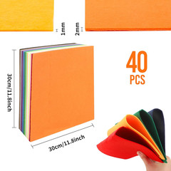 40PCS 12 X 12”(30 X 30Cm), 2Mm Thick Stiff Felt Fabric Sheets Assorted Colours F