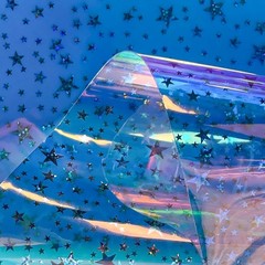 12 Gauge Clear Jelly Fabric Iridescent Glitter Stars TPU Blue 16×53 Inch Vinyl
