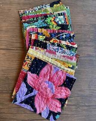 50pcs Kantha Fabric SNIPPET Pack-Kantha Scrap fabric-Scrap Junk Journal-Vintage