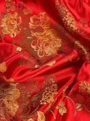 Anais RED Floral Brocade Chinese Satin Fabric for Cheongsam/Qipao, Apparel, Cos