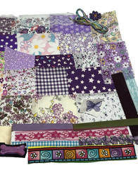 Fabric Scraps Junk Journal Quilt Slow Stitch Button Bead Charm Notions Kit #6