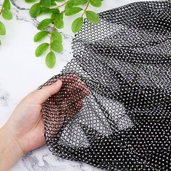 Rhinestones Mesh Fabric Crystal Bling Shiny Stretch Sparkling Black Net Fabric 5