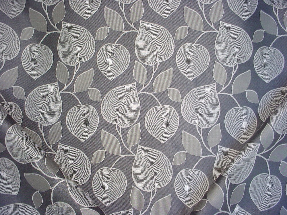1-3/8Y Robert Allen 231705 Fall Fun Leaf Damask Grey Drapery Upholstery Fabric