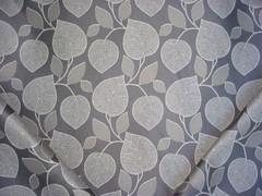 7-1/2Y Robert Allen 231705 Fall Fun Leaf Damask Grey Drapery Upholstery Fabric