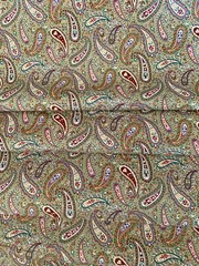 Olive Paisley Cotton Fabric by the yard, Bandana Fabric, Quilter Cotton
