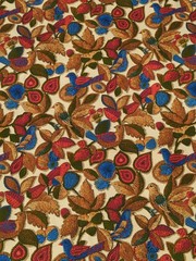 Vtg Mid Century Upholstery Fabric JCPenney Bird Floral Blue Batik Twill BTY NEW