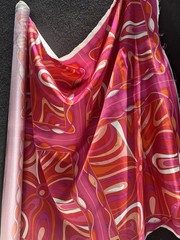Italian Deadstock 100% Silk Twill Fabric Panel 22”x44” Emilio Pucci Logo