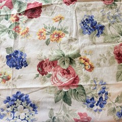 Vintage Richloom Floral Ivory Floral Rose Cotton Jacquard Damask Fabric 70”x55”