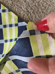 Fabric Lime Green and Navy Blue Color Striped Check Cotton 35″ Wide 20″ Long