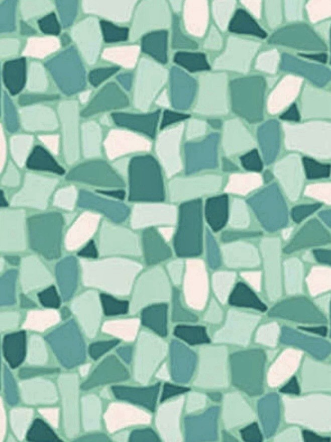 Figo FABRIC Primavera Stepping Stones Teal/Green Fat Eighth (9×21)