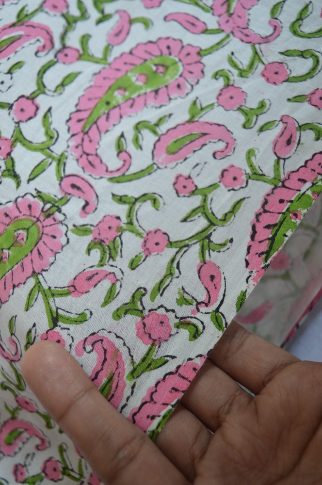 Hand Block Print 100%Cotton 2.5 Yard Fabric NO TARRIF CHARGES 100%✅ ZK_161