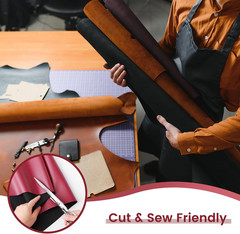 KUUP Smooth PU Faux Leather Fabric Sheets, 54″ X 12″, 0.8Mm Thick | Wine Red Wat