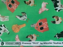 Cotton Quilt Fabric SILO Barnyard Barn Farm Animal Whistler Studios By the Yard