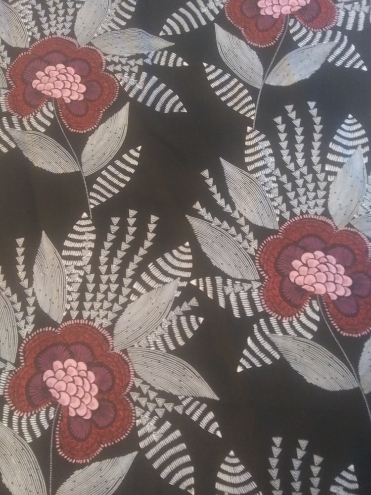 Black Pink White Geometric Floral Cotton Twill Fabric~3+ yards Uncut~JoAnn