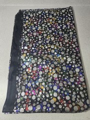 Silver Rainbow Circles Mardi Gras Bubble All Over Print 2 Yards Mesh Fabric