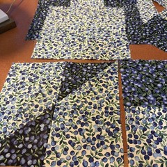 Cranston Blueberry Fabric Unfinished Project: 7 Squares Of Pieced Fabric