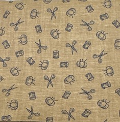Sewing Pattern Cotton Fat Quarter 18″ x 22″ Beige & Navy