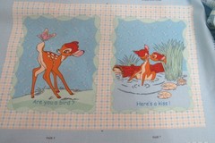 Vintage Walt Disney’s Bambi Fabric Panel Book Quilt New