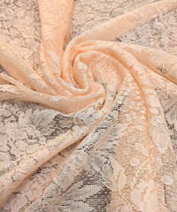 Peach Lace Fabric Remnant 1-2/3 Yards 58″ Width