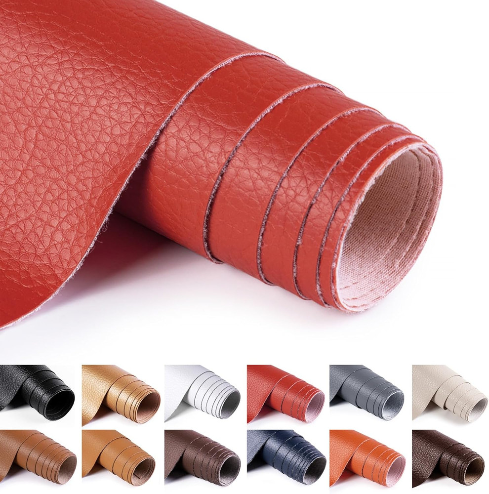 Faux Leather Fabric 54″ Wide Vinyl Upholstery Fabric by the Yard 0.7MM Thick Sof
