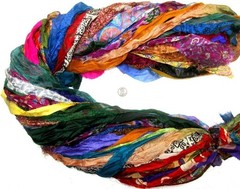 ABB Vintage Sari Silk Yarn Ribbon 21yds Mixed Shades Craft “” NO TARIFF “”