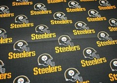 Steeler Fabric Cotton 1 Yard Black Background Football Sports 36″ x 54″ %