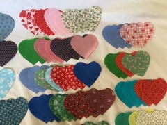 120 Pre Cut Fabric Hearts Assorted Colors Patterns for Quilting Sewing Crafts